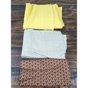 Lot of Fabric,‎ yellow and brown, solid and various designs, 2lb 8oz